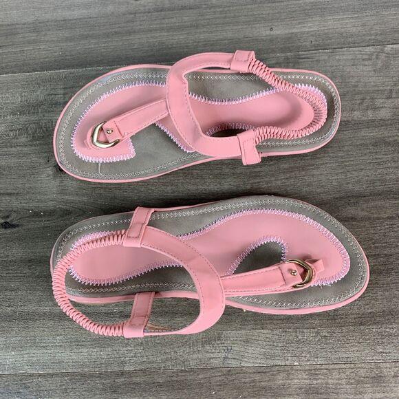 Socosands Womens Sandals Size 8 EUR 39 Orange Comfort Slip On Padded New T Strap - Picture 2 of 10